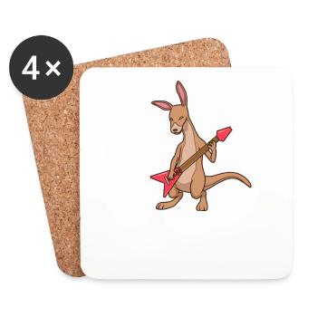 Comic Kangaroo plays electric guitar - Coasters (set of 4) - white - Front