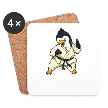 Comic Pinguin macht Karate - Untersetzer (4er-Set) - Weiß - Vorne