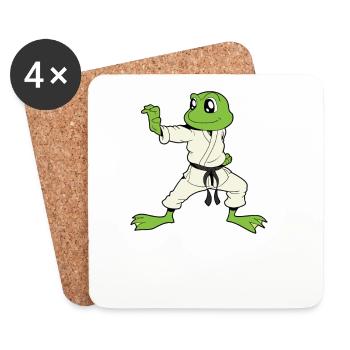 Comic Gecko macht Karate - Untersetzer (4er-Set) - Weiß - Vorne
