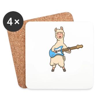 Comic Lama spielt E-Gitarre - Untersetzer (4er-Set) - Weiß - Vorne