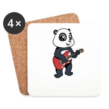 Comic Pandabär joue de la guitare électrique - Dessous de verre (lot de 4) - blanc - Devant