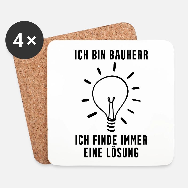 Bauherr Hausbau Baustelle Richtfest Geschenk - Untersetzer (4er-Set) - Weiß