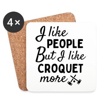 J’aime les gens MAIS j’aime plus le croquet - Dessous de verre (lot de 4) - blanc - Devant