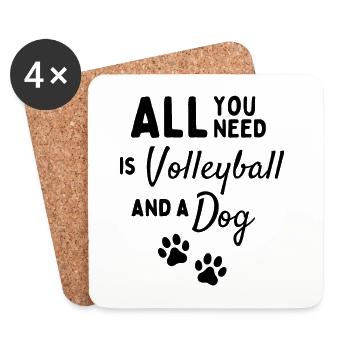 Tout ce dont vous avez besoin, c’est de volley-ball et d’un chien - Dessous de verre (lot de 4) - blanc - Devant