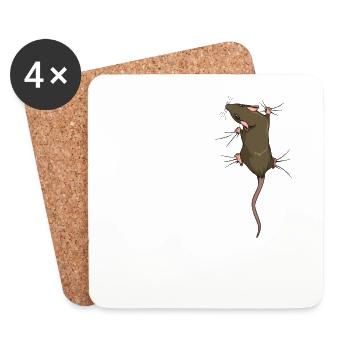 Rat owner - climbing rat - Coasters (set of 4) - white - Front