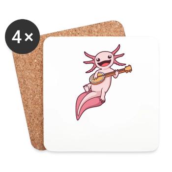 Comic Axolotl plays banjo - Coasters (set of 4) - white - Front
