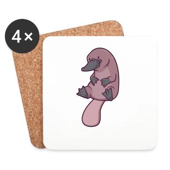 Kawaii Platypus - Coasters (set of 4) - white - Front