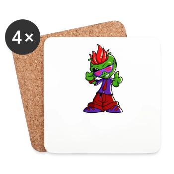 Sunglasses and tie - Cool Alien - Coasters (set of 4) - white - Front