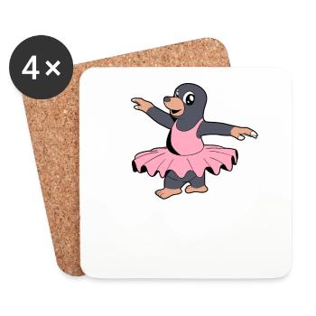 Comic Mole Dances Ballet - Ballerine - Dessous de verre (lot de 4) - blanc - Devant