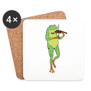 Comic Frog joue du violon - Dessous de verre (lot de 4) - blanc - Devant