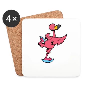 Flamingo skates - figure skating - Coasters (set of 4) - white - Front