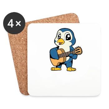 Comic Penguin joue de la guitare - Dessous de verre (lot de 4) - blanc - Devant