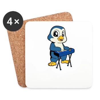 Comic Pinguin spielt Keyboard - Untersetzer (4er-Set) - Weiß - Vorne