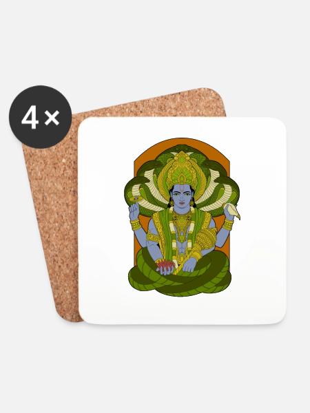 Hindu Gott - Vishnu - Untersetzer (4er-Set) - Weiß
