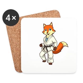 Comic Fuchs makes judo - Coasters (set of 4) - white - Front