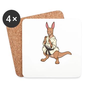 Comic Kangaroo makes judo - Coasters (set of 4) - white - Front