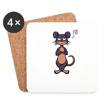 Souris Naysayer - Dessous de verre (lot de 4) - blanc - Devant