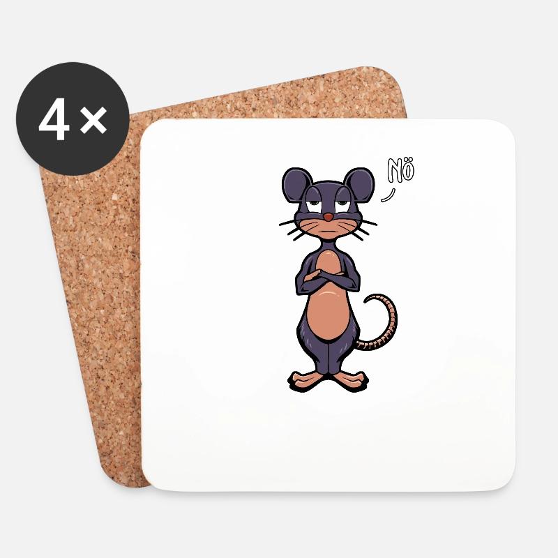 Maus Neinsager - Untersetzer (4er-Set) - Weiß