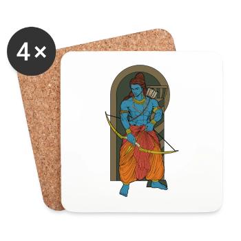 Dieu hindou - Rama - Dessous de verre (lot de 4) - blanc - Devant