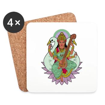 Hindu God - Saraswati - Coasters (set of 4) - white - Front