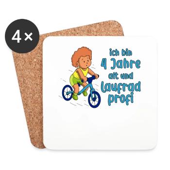 Junge 4 Jahre alt und Profi auf dem Laufrad - Untersetzer (4er-Set) - Weiß - Vorne