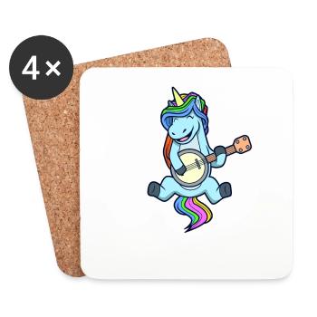 Comic Unicorn plays banjo - Coasters (set of 4) - white - Front