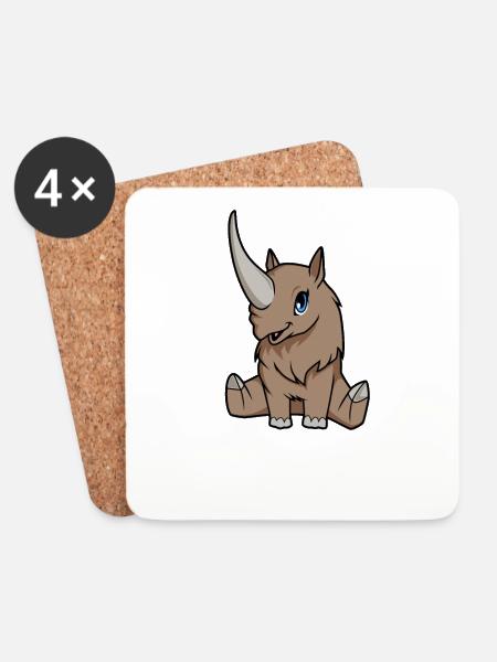 Kawaii Elasmotherium - Untersetzer (4er-Set) - Weiß
