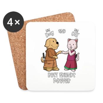 My pets love each other - dog and cat - Coasters (set of 4) - white - Front