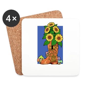 Fairy house in rubber boots - Fairyhouse - Coasters (set of 4) - white - Front