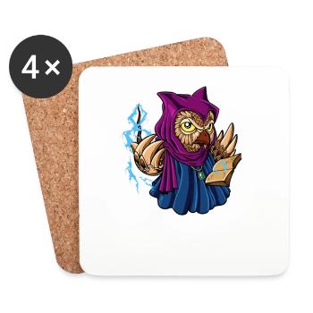 Wizard and magician - magical owl - Coasters (set of 4) - white - Front