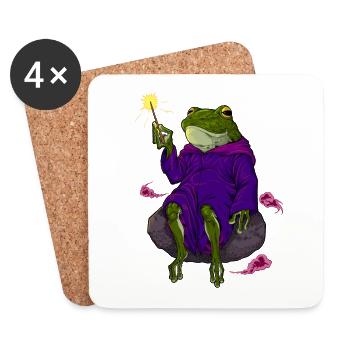 Wizard and magician - magical frog - Coasters (set of 4) - white - Front