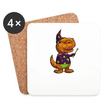 Wizards and magicians - magical TREX - Coasters (set of 4) - white - Front