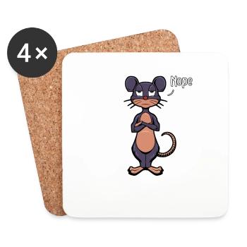 Souris Naysayer - Nope - Dessous de verre (lot de 4) - blanc - Devant