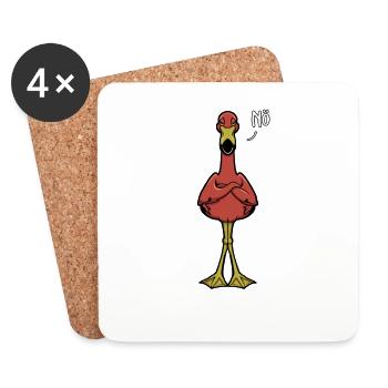 Flamingo Neinsager - Untersetzer (4er-Set) - Weiß - Vorne