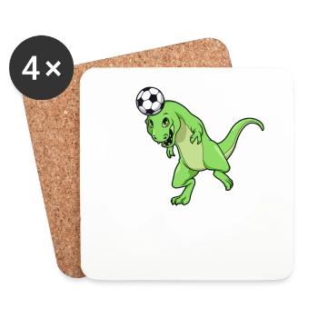 Comic TREX joue au football - Dessous de verre (lot de 4) - blanc - Devant