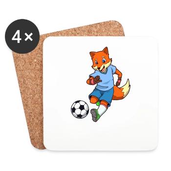 Comic Fuchs joue au football - Dessous de verre (lot de 4) - blanc - Devant