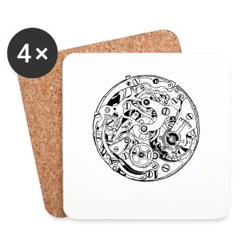 Mécanique de l’horloge de mouvement - Dessous de verre (lot de 4) - blanc - Devant