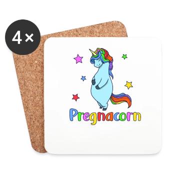 Licorne enceinte - Pregnacorn - Dessous de verre (lot de 4) - blanc - Devant