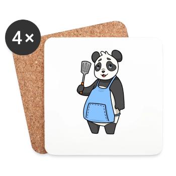 Pandabär ist Grillmeister - Untersetzer (4er-Set) - Weiß - Vorne