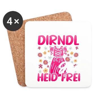 Damen Trachtenoutfit Mei Dirndl hod frei Volksfest - Untersetzer (4er-Set) - Weiß - Vorne