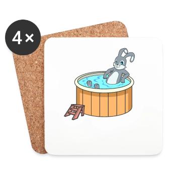 Rabbit in the Hot Tub - Coasters (set of 4) - white - Front