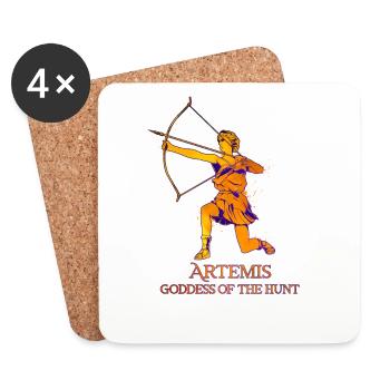 Déesse de la chasse - Artémis - Dessous de verre (lot de 4) - blanc - Devant