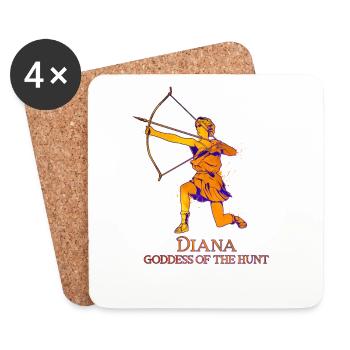 Déesse de la chasse - Diana - Dessous de verre (lot de 4) - blanc - Devant