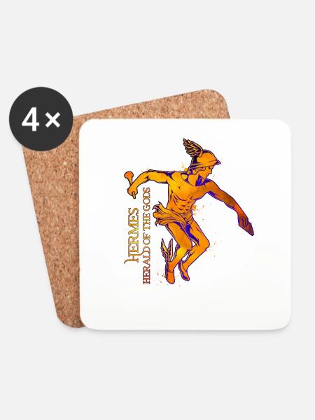 Götterbote - Hermes - Untersetzer (4er-Set) - Weiß