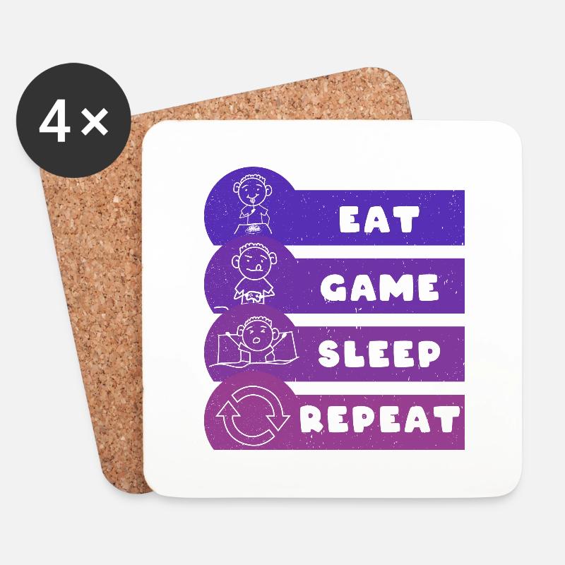 Eat Game Sleep Repeat - Untersetzer (4er-Set) - Weiß