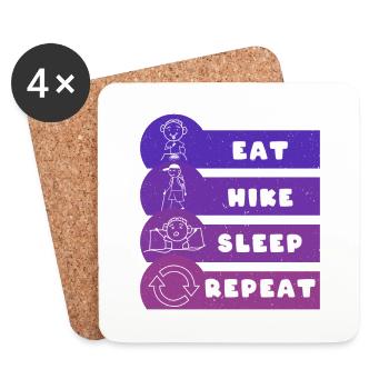 Eat Hike Sleep Repeat - Untersetzer (4er-Set) - Weiß - Vorne
