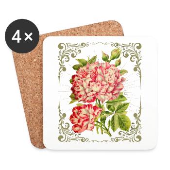 Rose rose motif, vintage retro, botanical - Coasters (set of 4) - white - Front