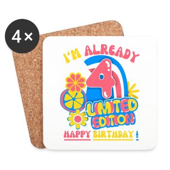 Anniversaire enfant-enfants 4 ans, anniversaire des enfants - Dessous de verre (lot de 4) - blanc - Devant