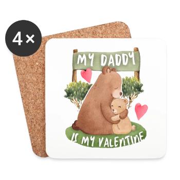 Daddy-Is-My-Valentine, Bear Love Love - Coasters (set of 4) - white - Front
