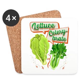 Celery, salad funny saying, pun - Coasters (set of 4) - white - Front